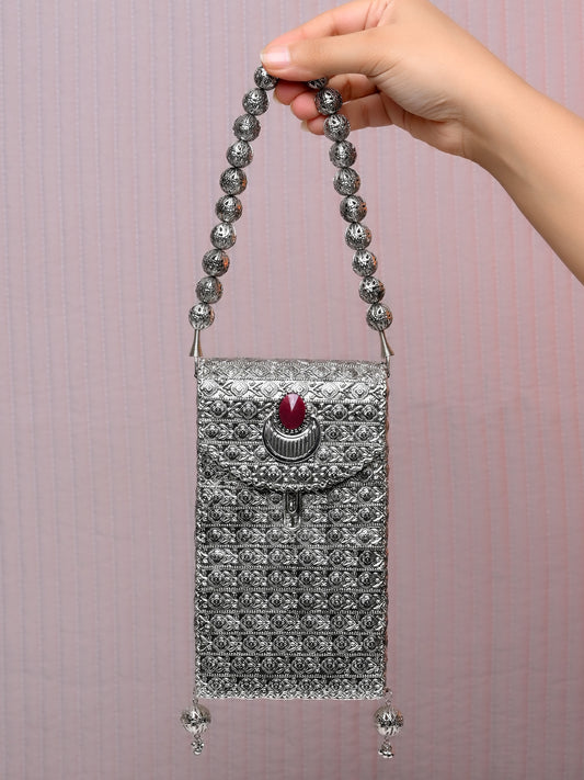 Kangna Ruby Silver Mobile Pouch