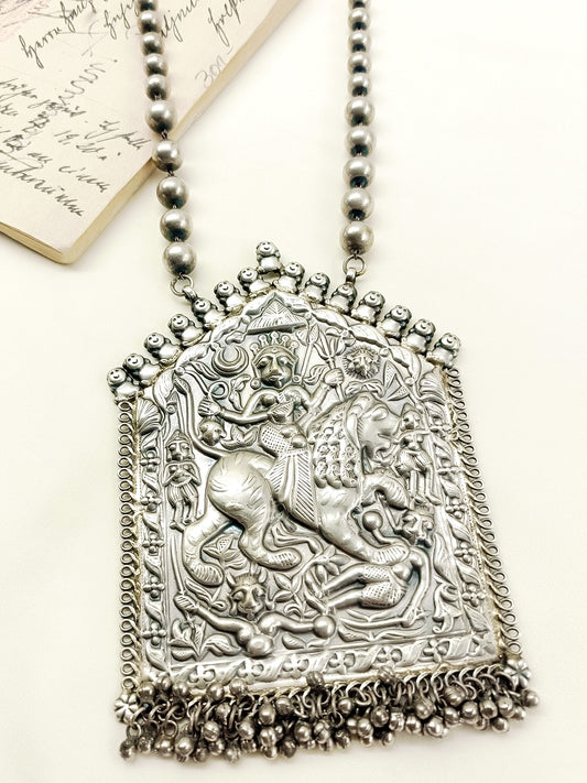 Tulsi Plain Oxidized Durga Devi Neckpiece