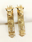Kuhu Golden Bull Head Long Tribal Bar Boutique Earrings