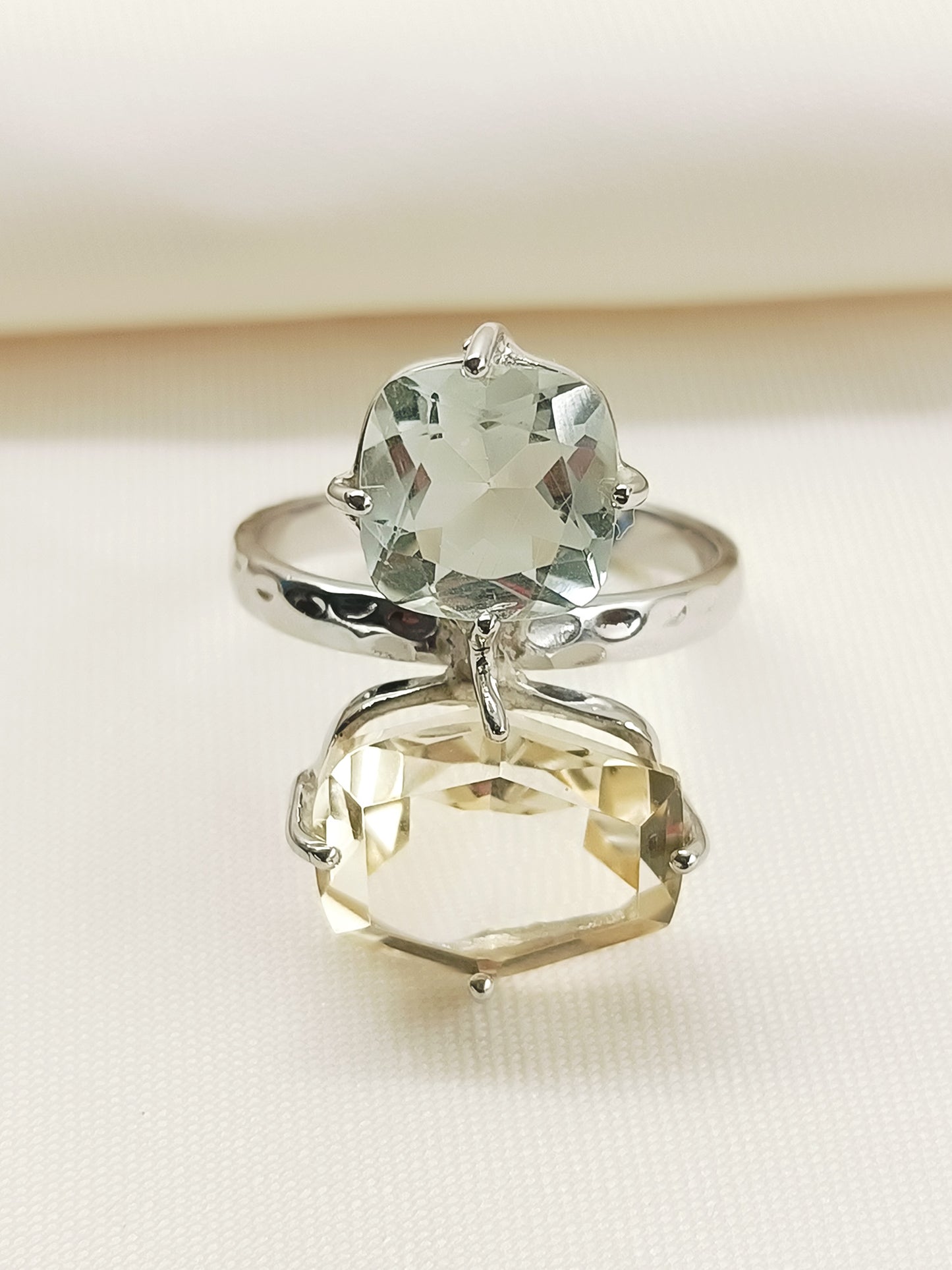 Pragya Multi Colour 92.5 Silver Prasiolite Stone Finger Ring