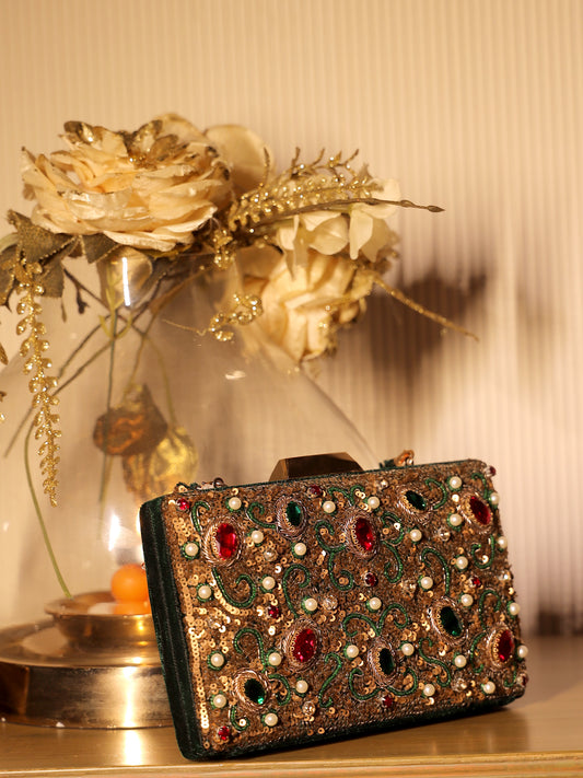 Zikar Green Evening Clutch