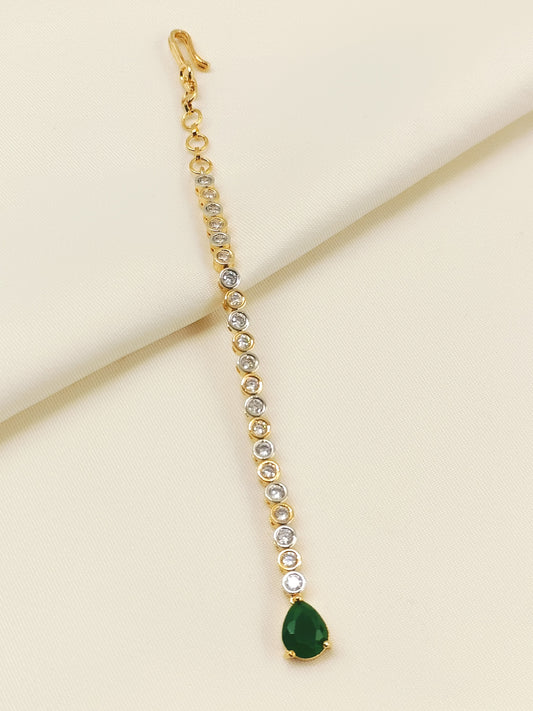 Vrisha Green American Diamond Teeka