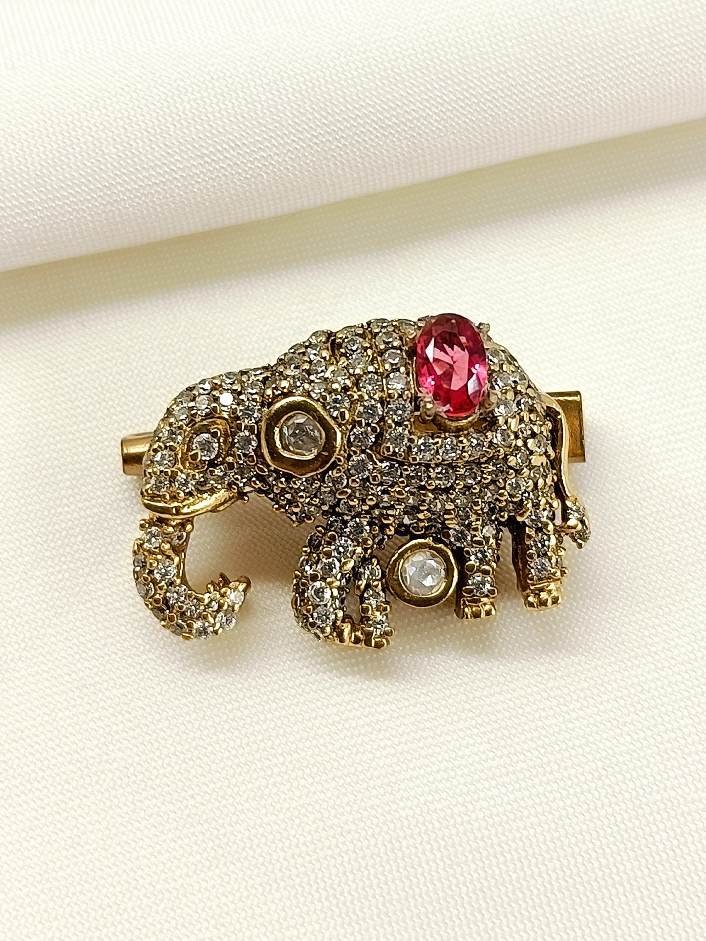 Ishvank Ruby Elephant Men's Brooch