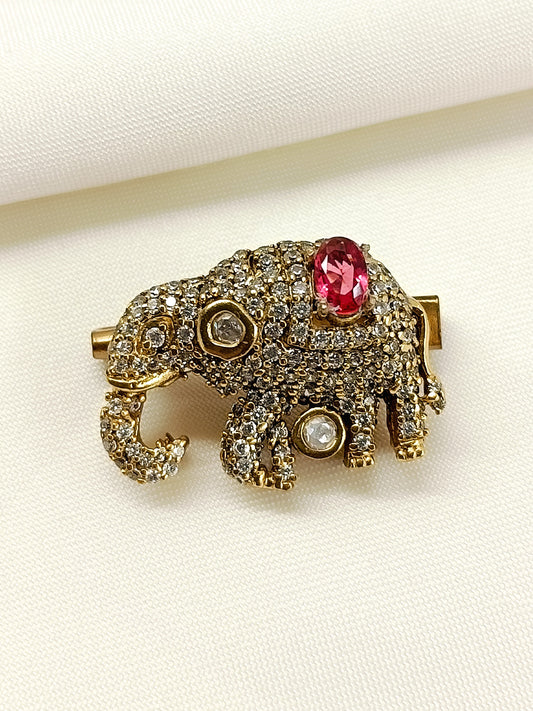Ishvank Ruby Elephant Men's Brooch