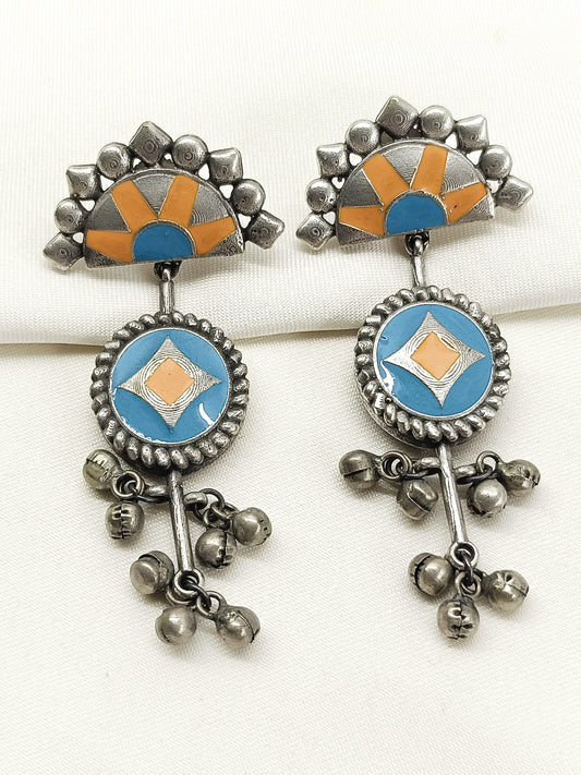 Vrndavanesvari Y&G Oxidized Earring