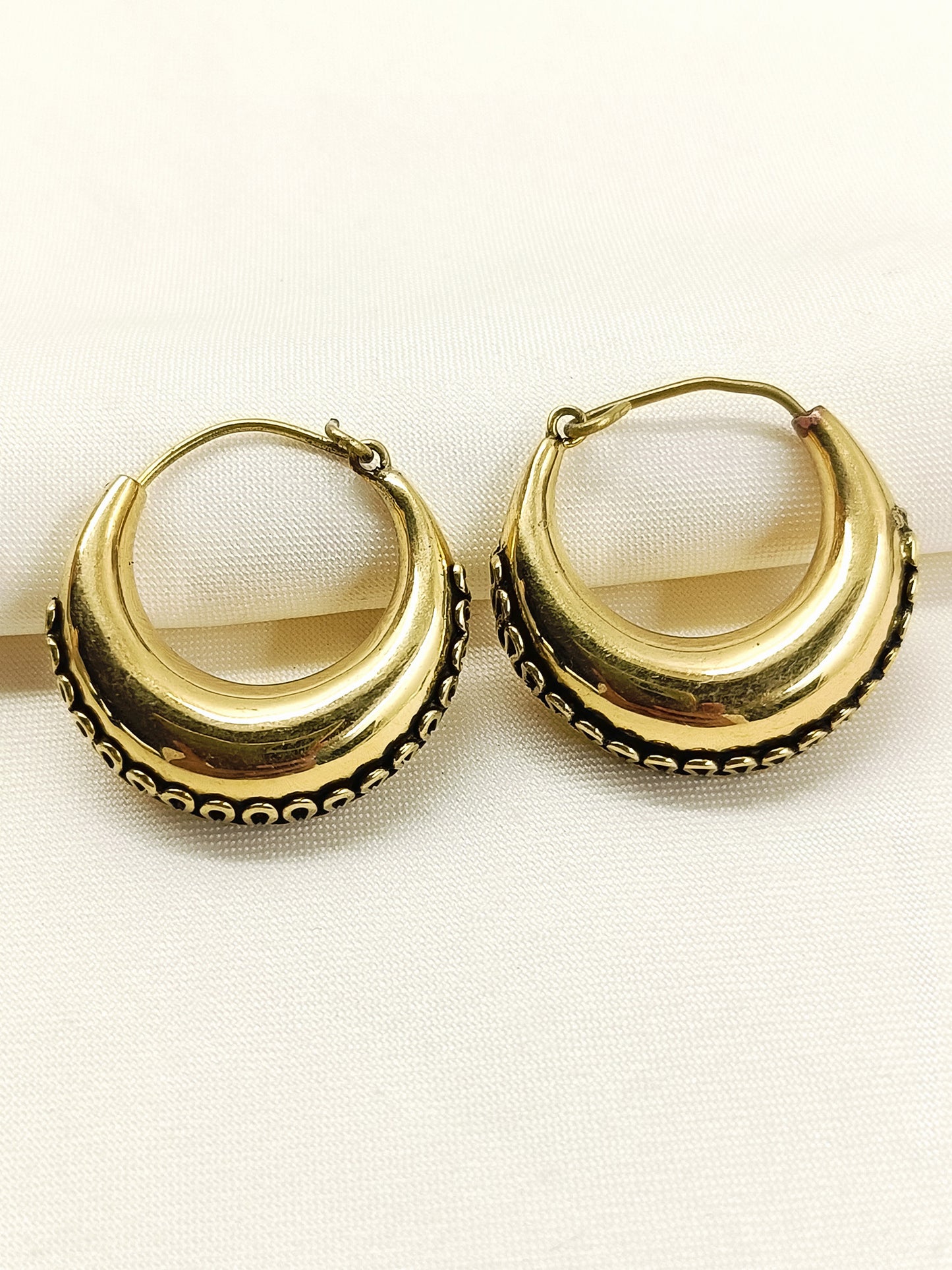 Agastya Men's Antique Gold Tribal Hoop Earrings