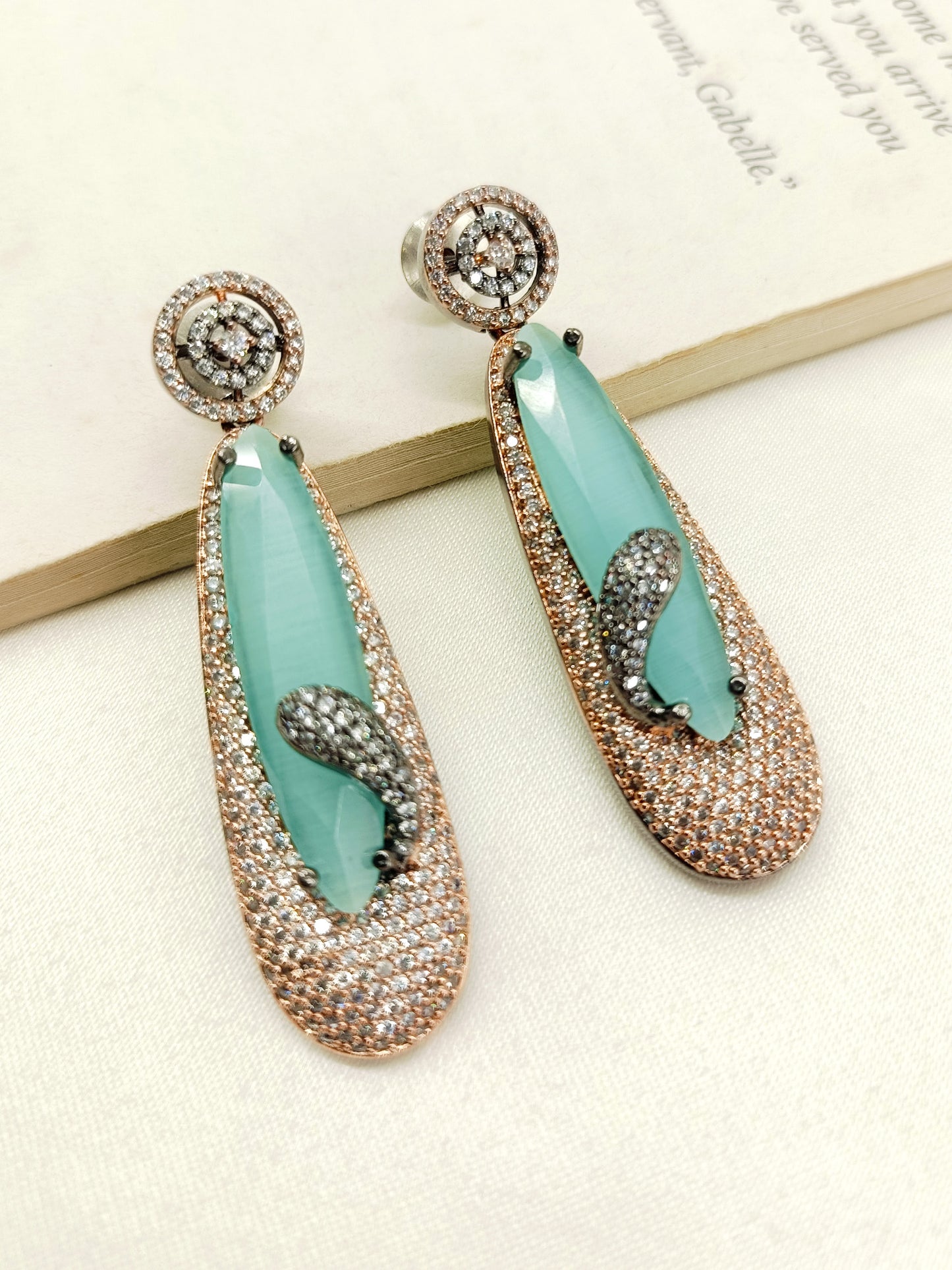 Khyati Diamond Work Light Green Victorian Earrings