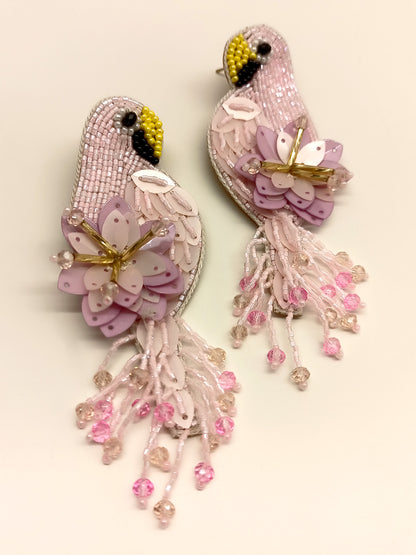 Irina Pink Bird Handmade Earrings
