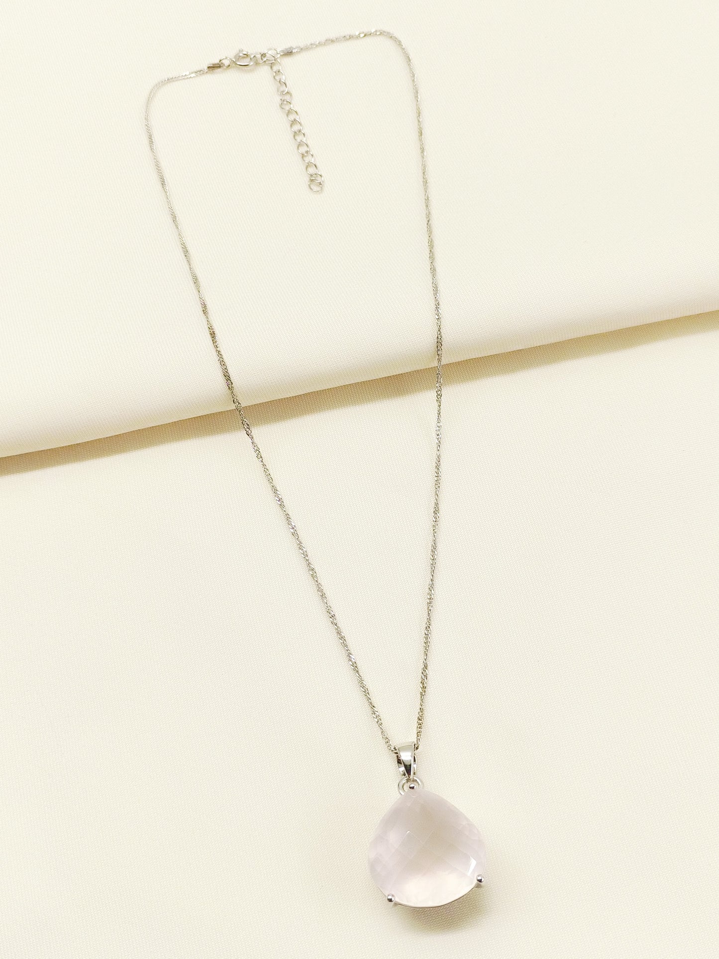 Xamiya Baby Pink 92.5 Silver Rose Quartz Crystal Pendal