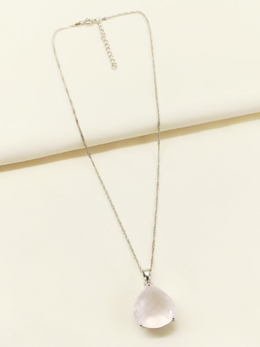 Xamiya Baby Pink 92.5 Silver Rose Quartz Crystal Pendal