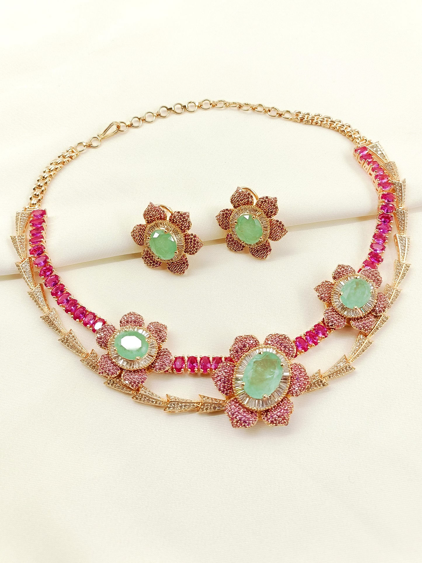 Lavika Pink American Diamond Choker Set