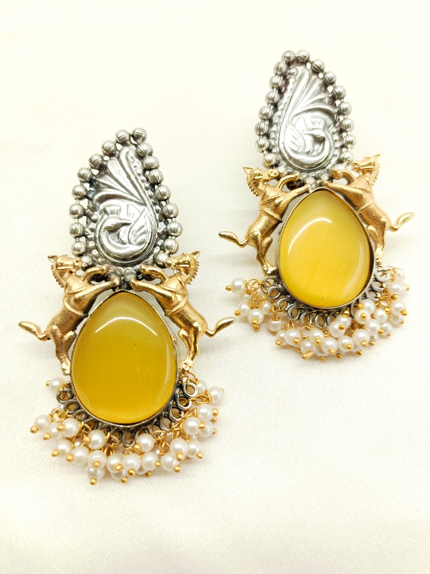 Ameha Yellow Oxidized Earrings