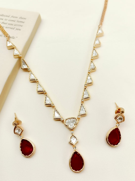 Angelica Ruby Kundan Necklace Set