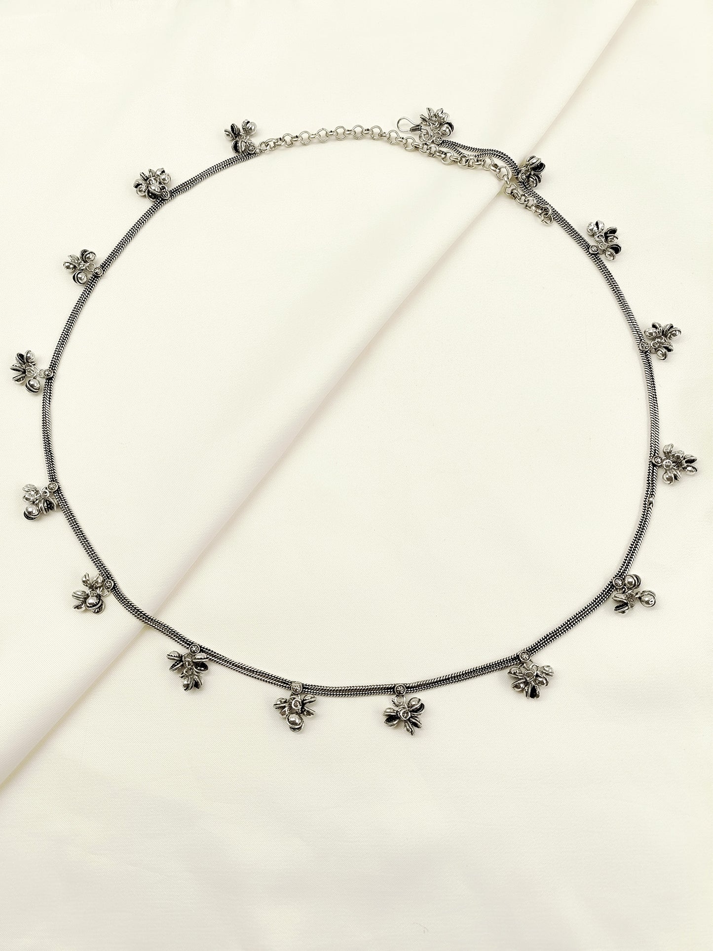 Kathyayani Plain Oxidized Floral Ghungroo Waist Belt