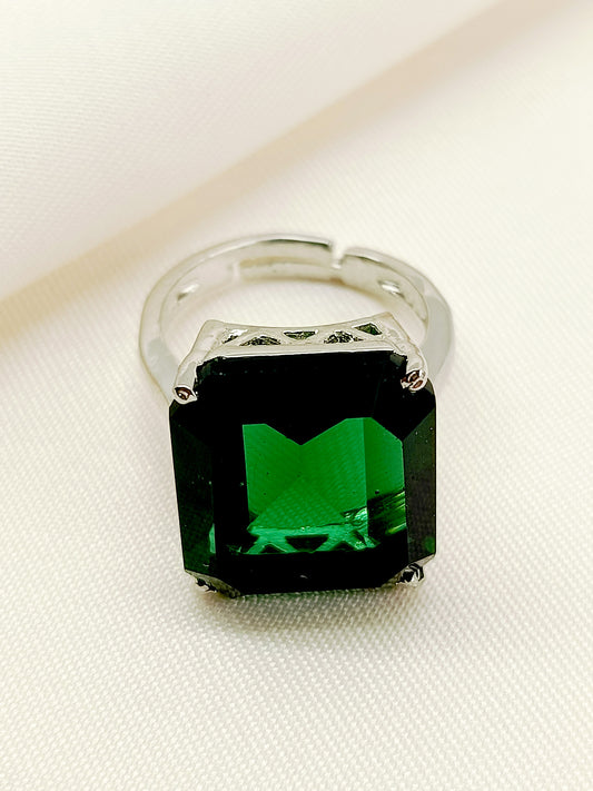 Nitibhaa Green American Diamond Finger Ring