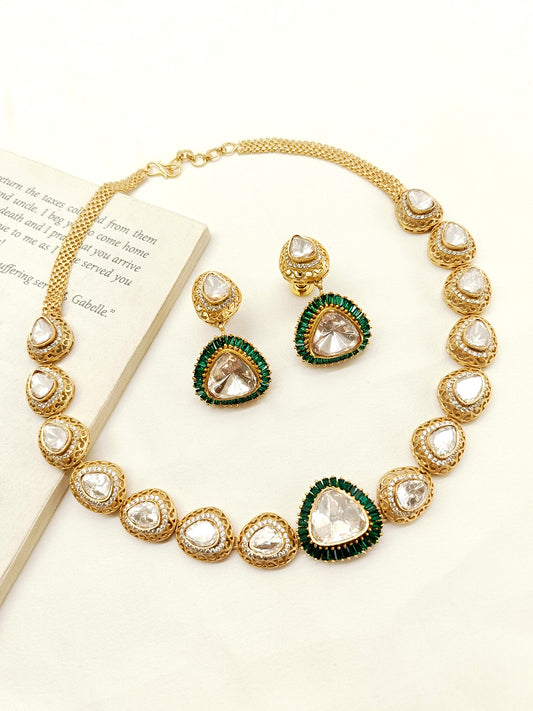 Swati Green Kundan Necklace Set