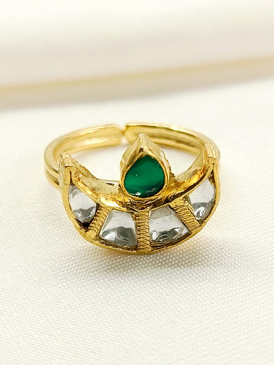 Shakti Green Kundan Finger Ring