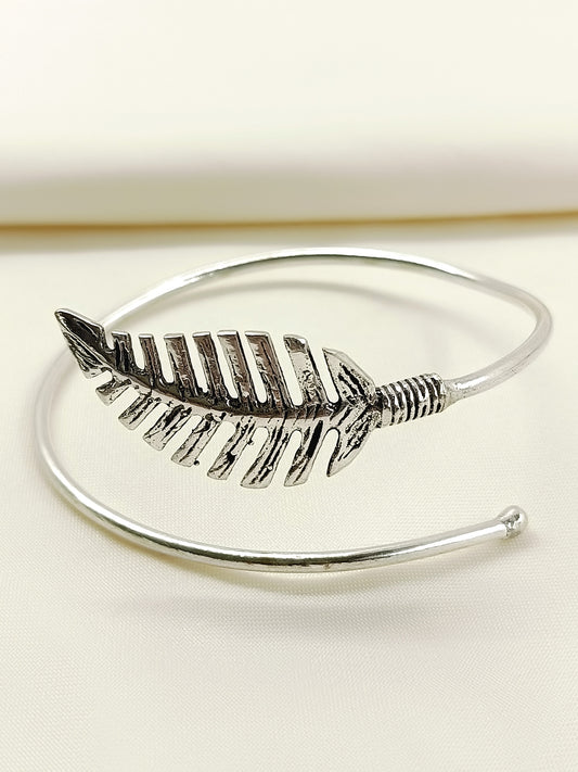 Naveen Silver Leaf Feather Men's Bracelet