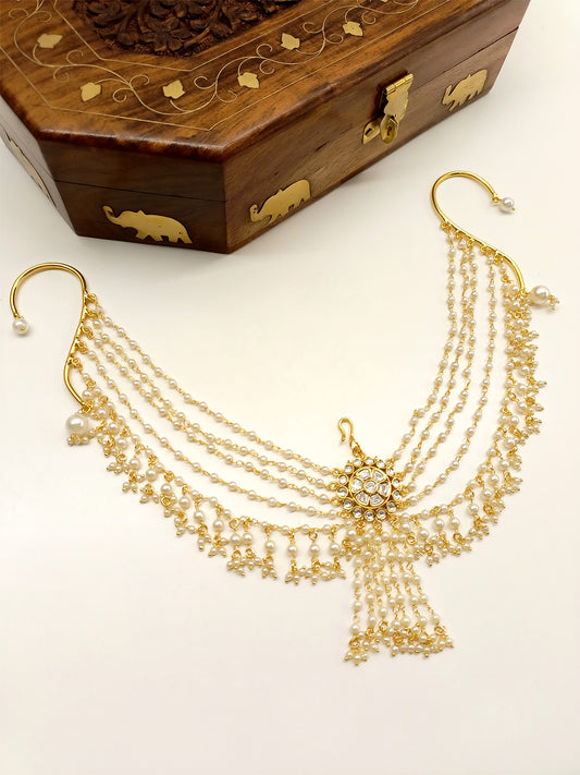 Anjum Gold Plated Kundan Ear Chain