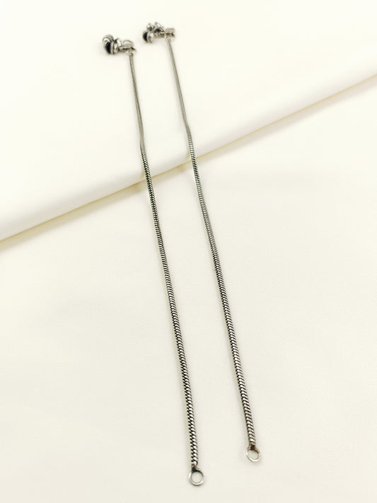 Yagvi Oxidized Silver Anklet Pair