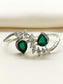 Estelle Green 92.5 Silver American Diamond Double Finger Ring