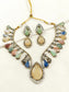 Reva Peach Pastel Victorian Raw Stone Necklace Set