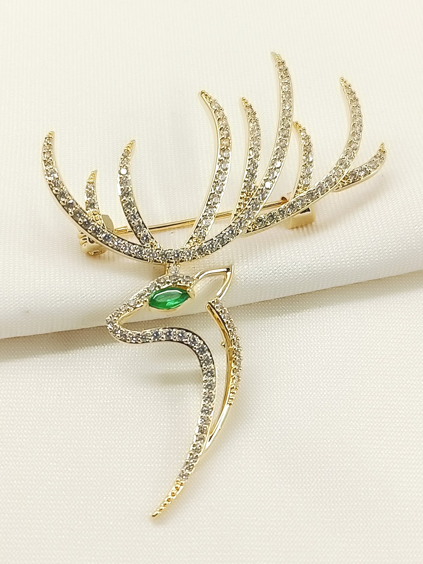Rutvi Golden Reindeer Brooch