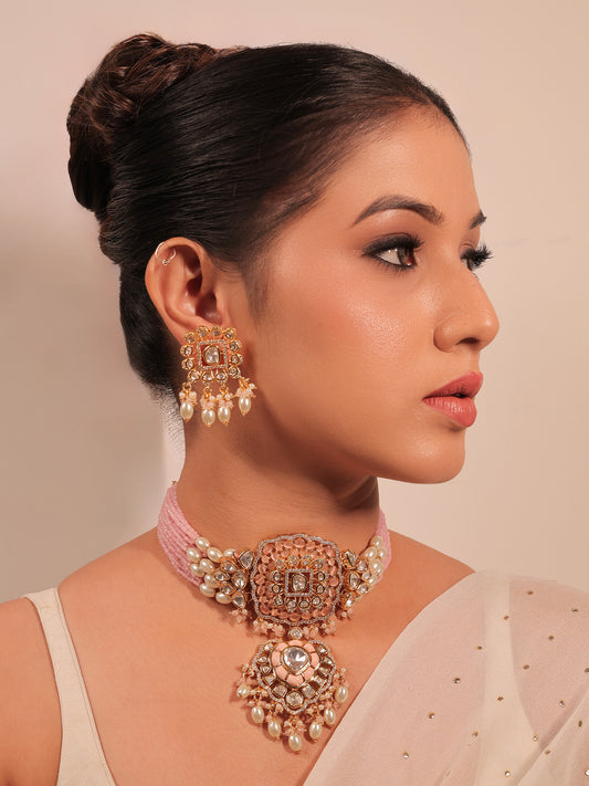 Zareen Baby Pink Kundan Choker