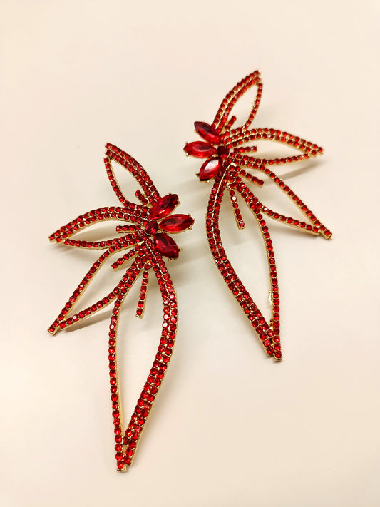 Teena Red Floral Earrings