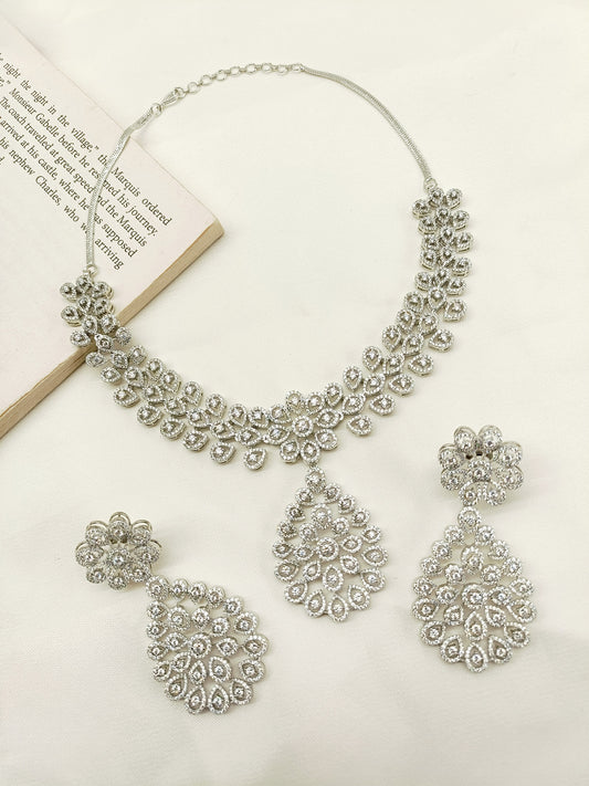 Mariam White American Diamond Necklace Set