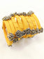 Pranjal Yellow Fabric Bangles with Ghungroo