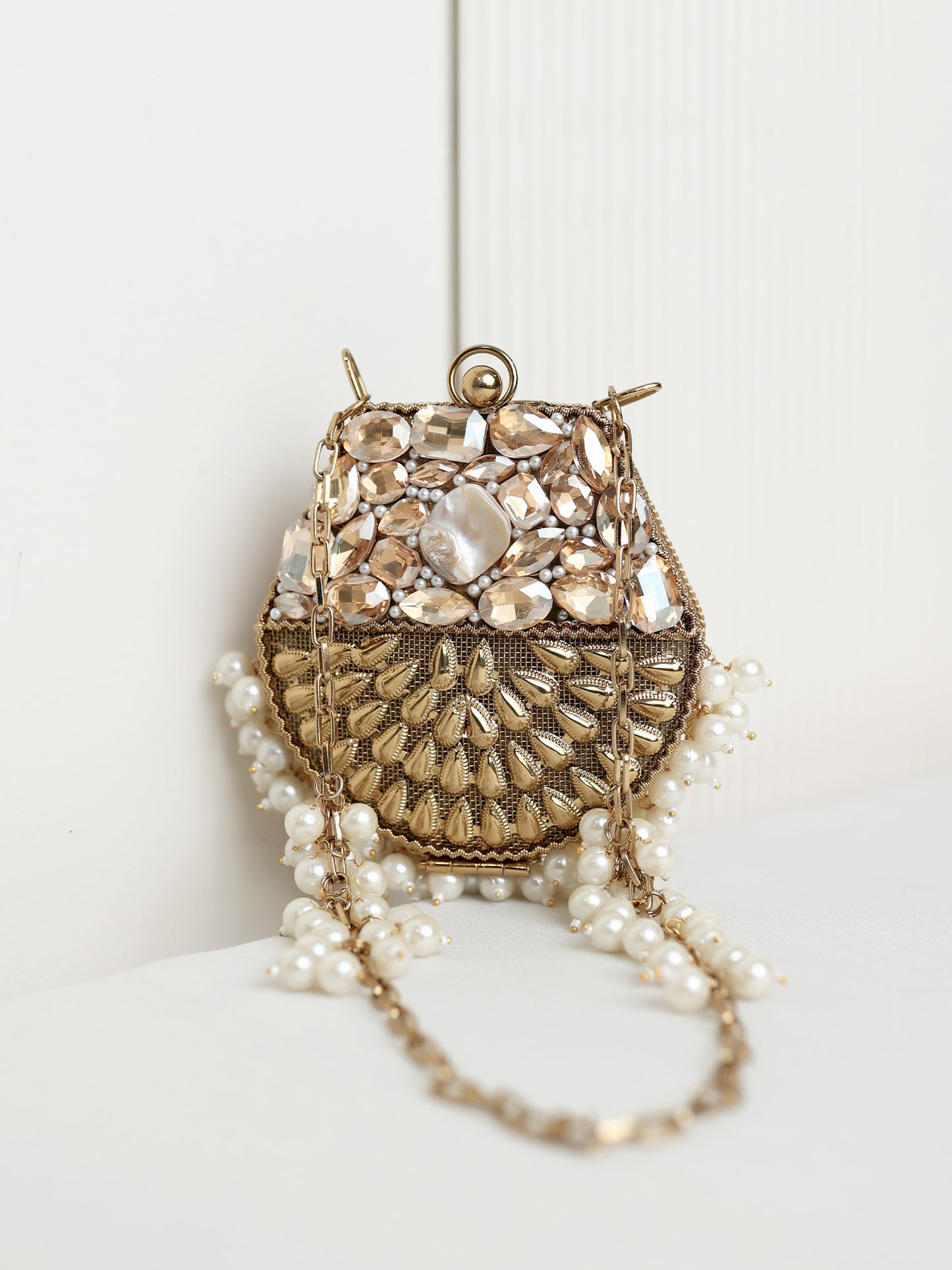 Neeya Golden Mini Metal Clutch