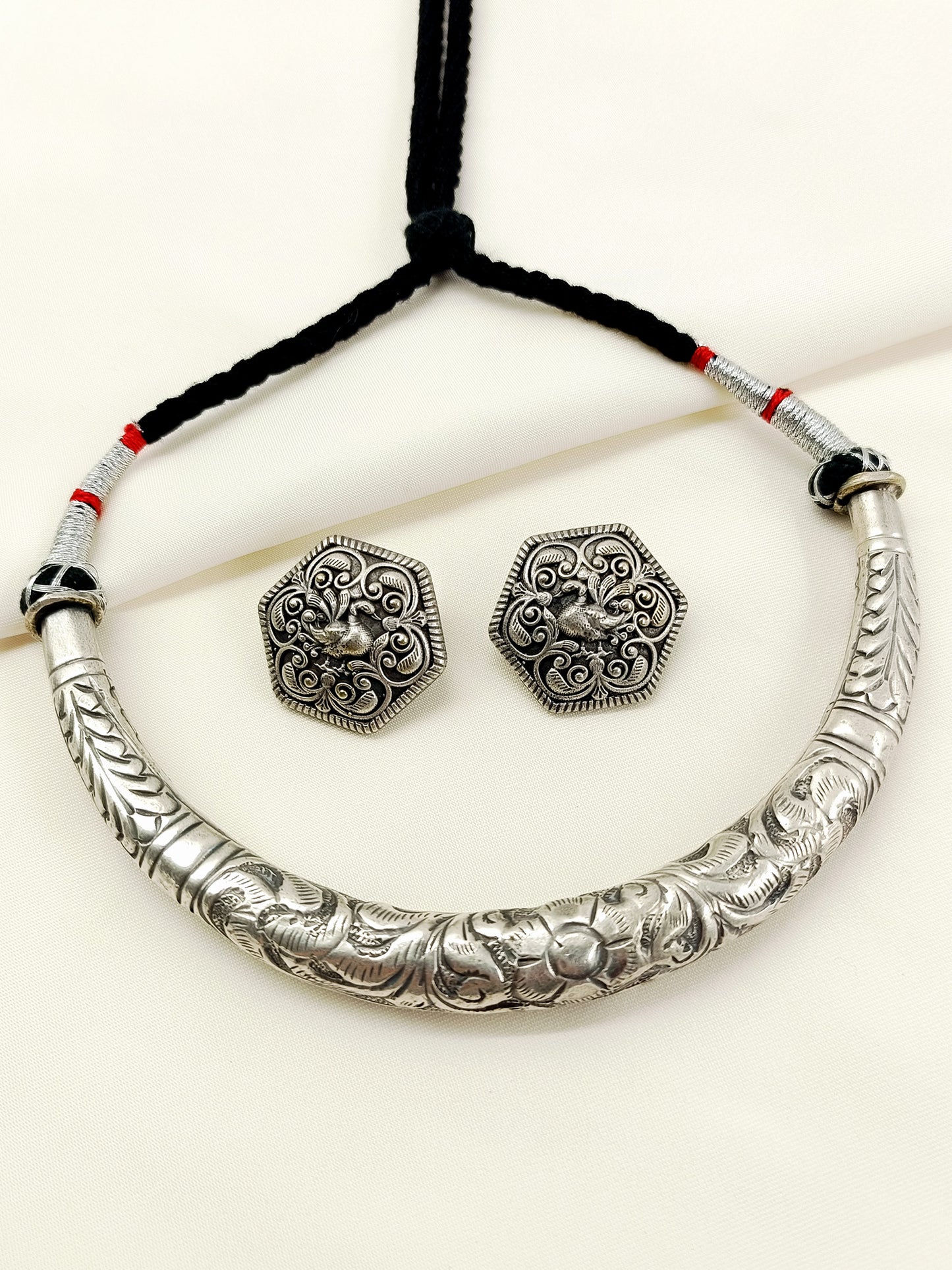 Irie Black Tribal Oxidized Hasli Choker Set