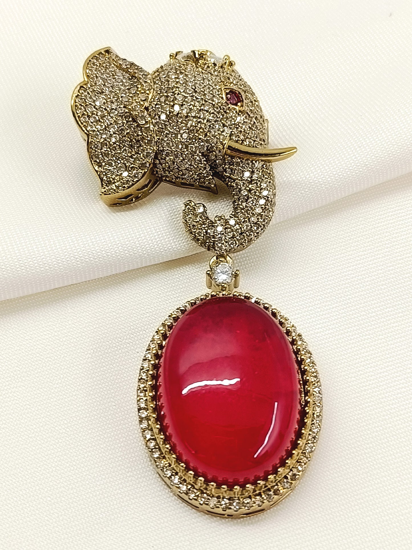 Charvik Ruby Elephant Brooch
