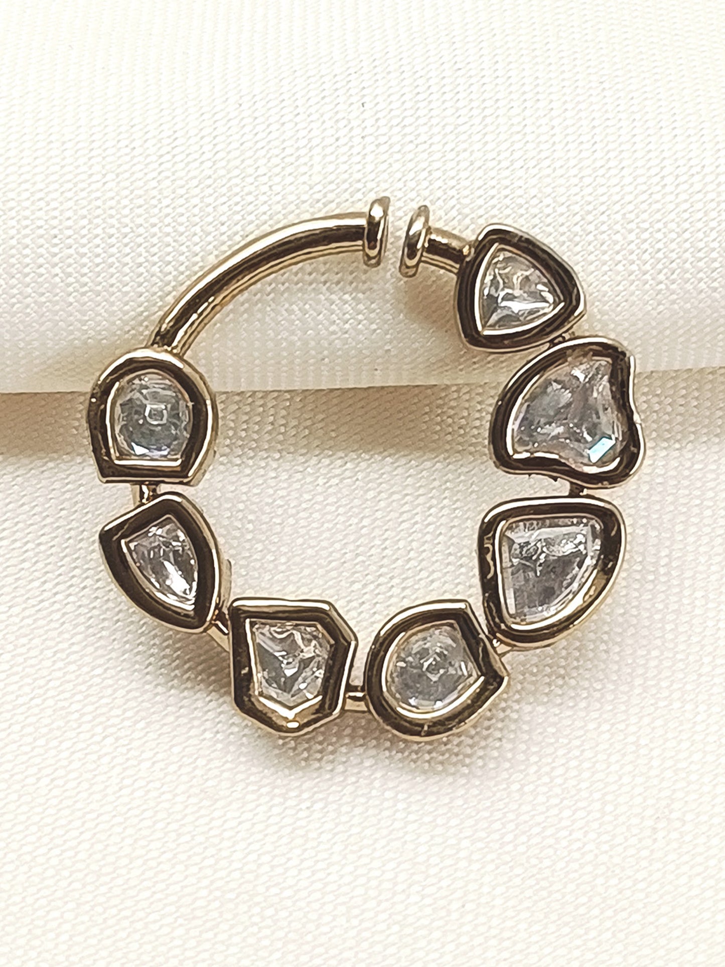 Pritaa White Antique Gold Kundan Bridal Nath