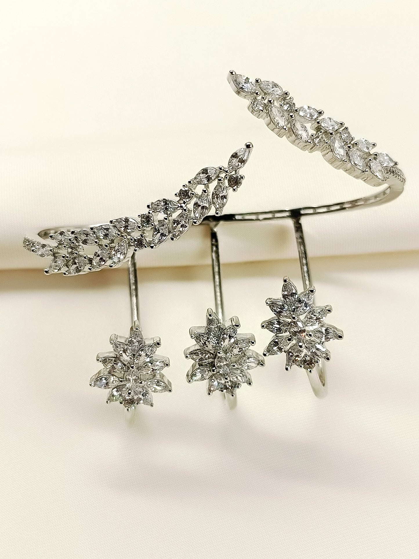 Qayanat White American Diamond Palm Bracelet