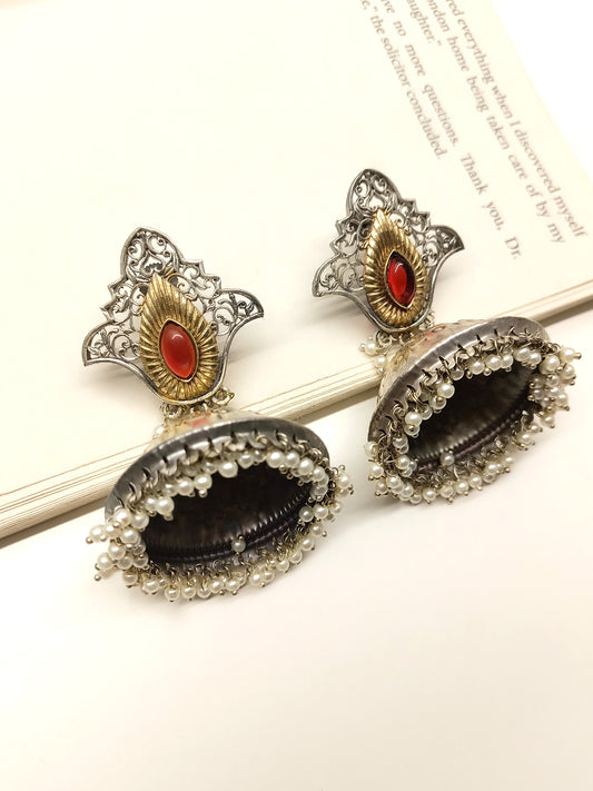 Misti Red Oxidized Jhumki