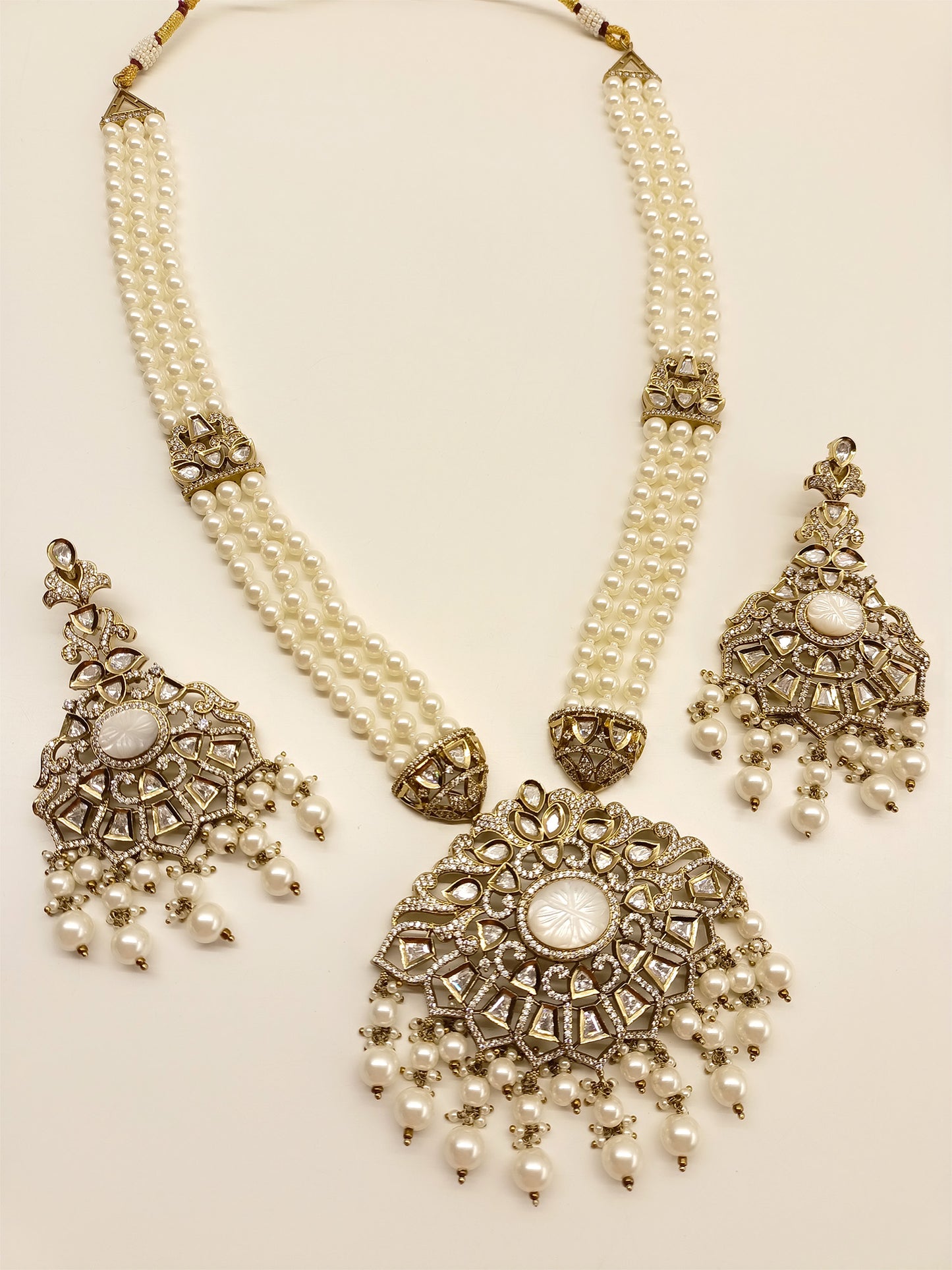 Shubhika Kundan Polki Long Necklace Set