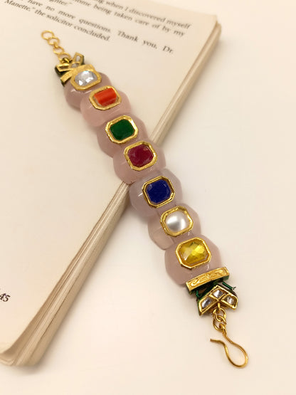 Dhvajee Multi Colour Kundan Bracelet