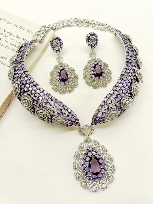 Ameliya Lavender American Diamond Set