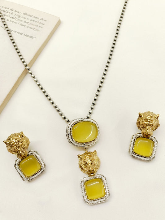 Polima Yellow Oxidized Pendant Set