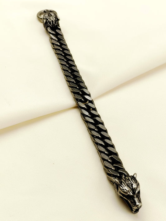 Zayn Black Men's Wolf Head Chain Bracelet
