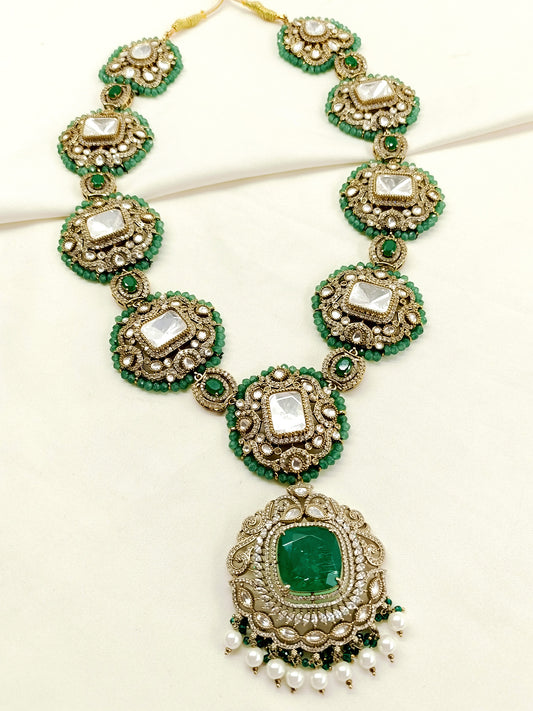 Niyansh Mint Green Groom Kundan Neckpiece