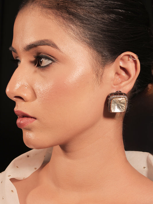 Ishwarya Diamond Polki Stone Rhodium Plated Tops