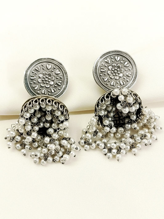 Insiyah Plain Oxidized Jhumki