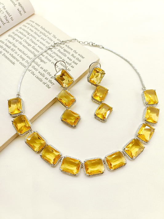 Mini Yellow Swarovski Stone Necklace Set