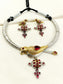 Gazara Pink Oxidized Hasli Styled Choker Set