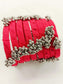 Sadiya Rani Pink Heavy Ghungroo Cloth Bangles | Designer Fabric Churi Set of 8 |