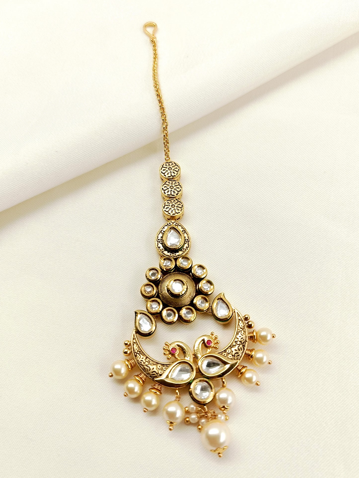 Naitra White Kundan Teeka