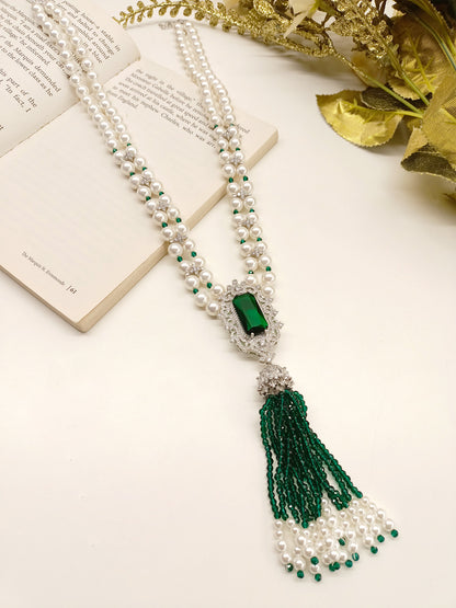 Hafiza Emerald American Diamond Neckpiece